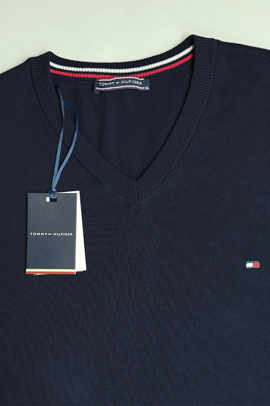 Мужской джемпер Tommy Hilfiger logo-embroidered - Navy