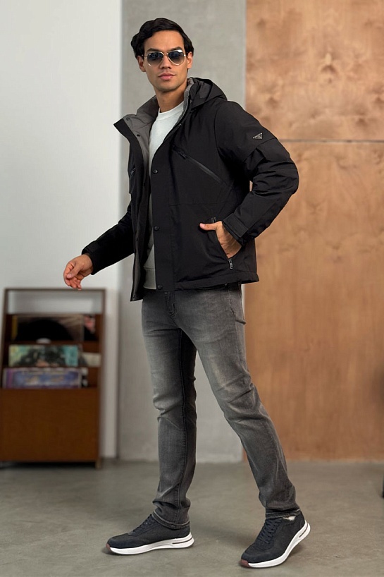 Мужской пуховик Prada logo-plaque - Black