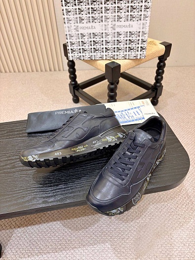 Синие кожаные кроссовки Premiata Mick   