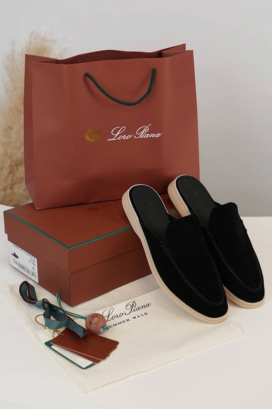 Мужские замшевые лоферы-сабо Loro Piana