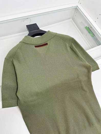 Мужское поло Zegna buttonless - Green   