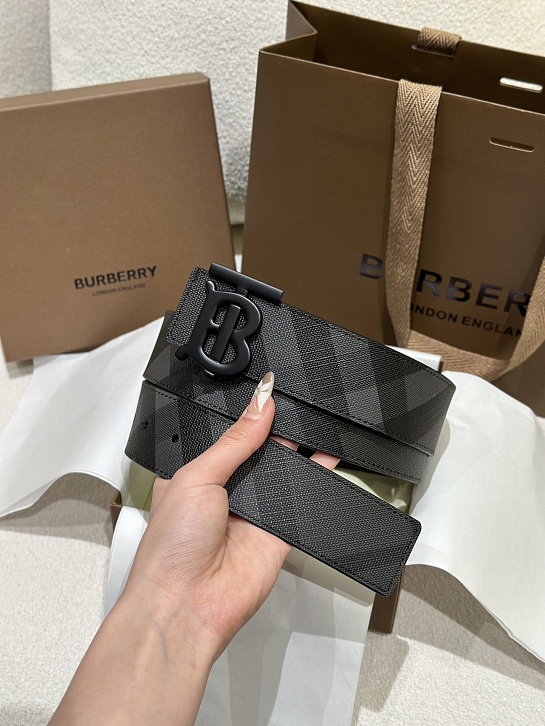 Кожаный ремень Burberry Check TB premium