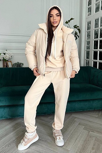 Женский бежевый костюм тройка MIU MIU Premium   