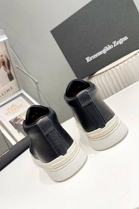 Кожаные кроссовки Zegna Triple Stitch high-top