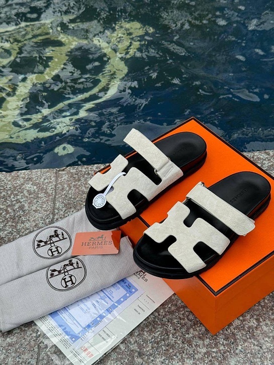 Женские замшевые сандалии Hermes Chypre - White