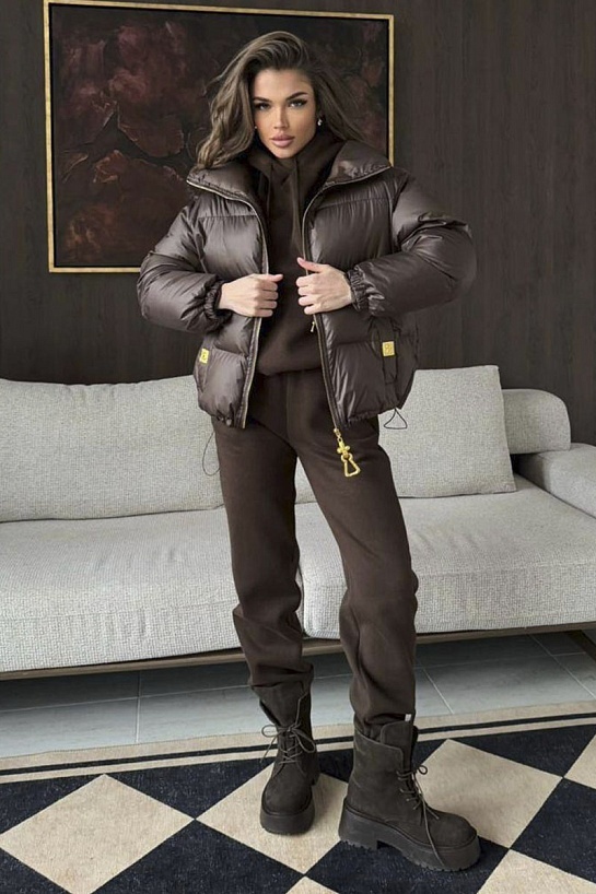 Женский костюм тройка на флисе Schiaparelli premium - Brown