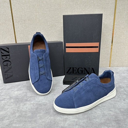 Мужские кроссовки Ermenegildo Zegna Triple Stitch Suede - Blue   