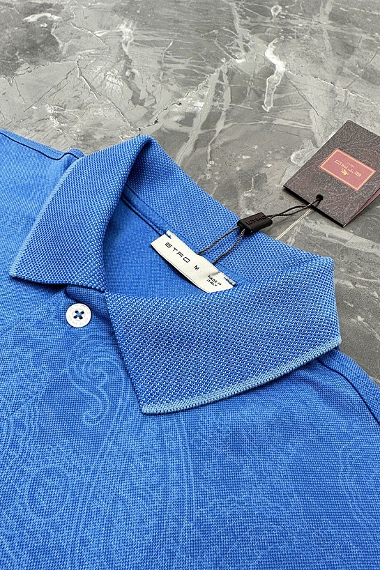 Синее поло Etro с узором пейсли