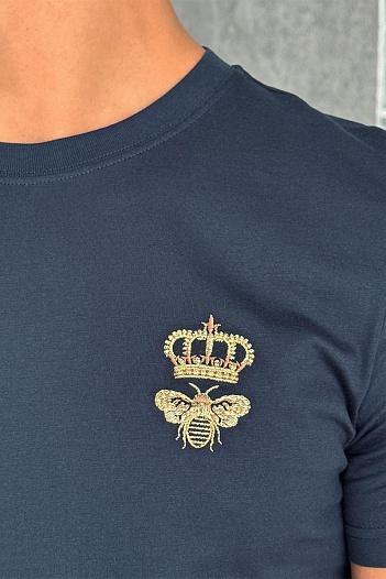 Футболка тёмно-синего цвета Dolce & Gabbana bee and crown   