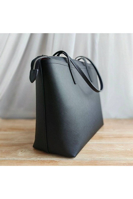 Кожаная сумка-шоппер Prada 34x27 см - Black