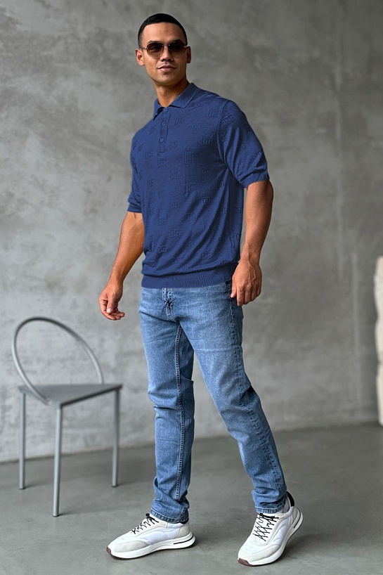 Мужское поло Dolce & Gabbana monogram all-over - Navy