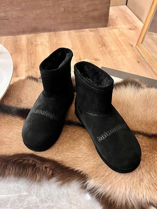 Женские ботинки с мехом Balenciaga Alaska premium - Black