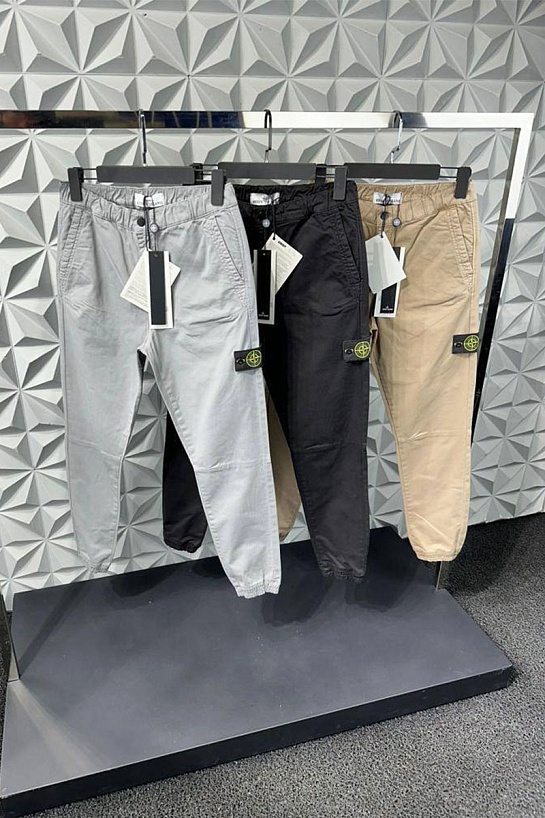Мужские серые джоггеры Stone Island compass-patch