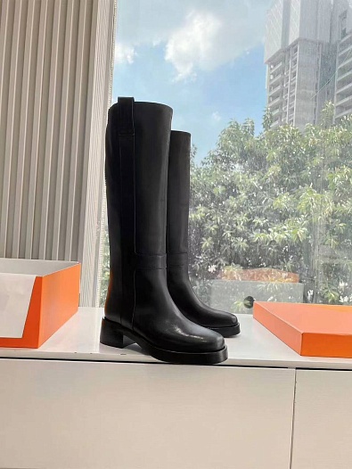 Женские кожаные сапоги Hermes Premium - Black