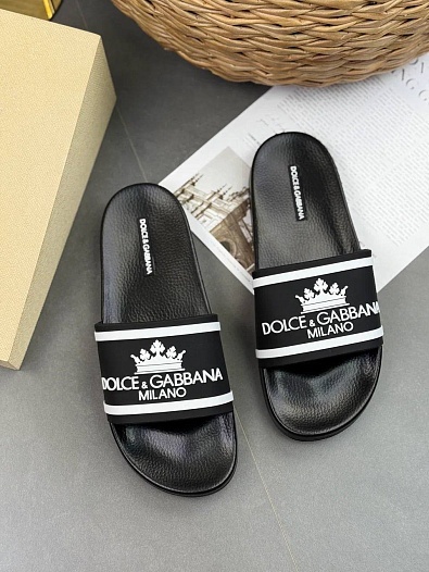 Мужские шлёпанцы Dolce & Gabbana crown logo   