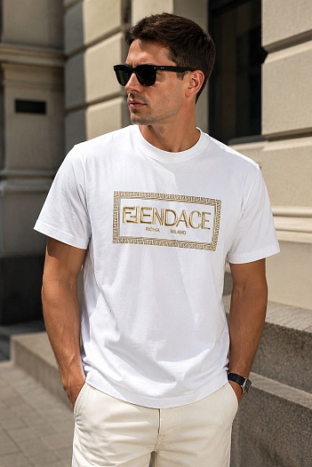 Белая футболка Collaboration Fendi x Versace Fendace Logo   