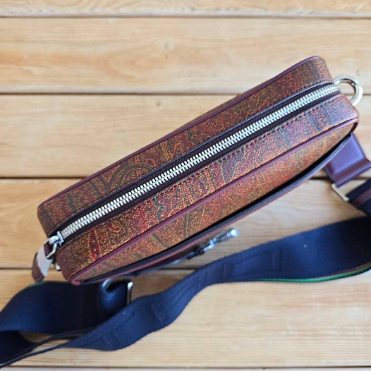 Кожаная сумка Etro с узором пейсли 23x14 см   