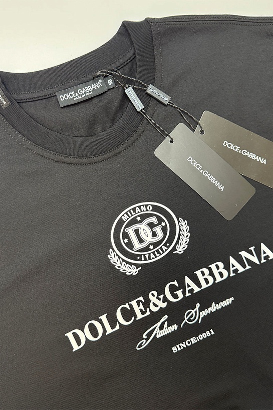 Мужская чёрная футболка Dolce & Gabbana logo-print