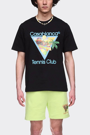 Чёрная футболка Casablanca Afro Cubism Tennis Club   
