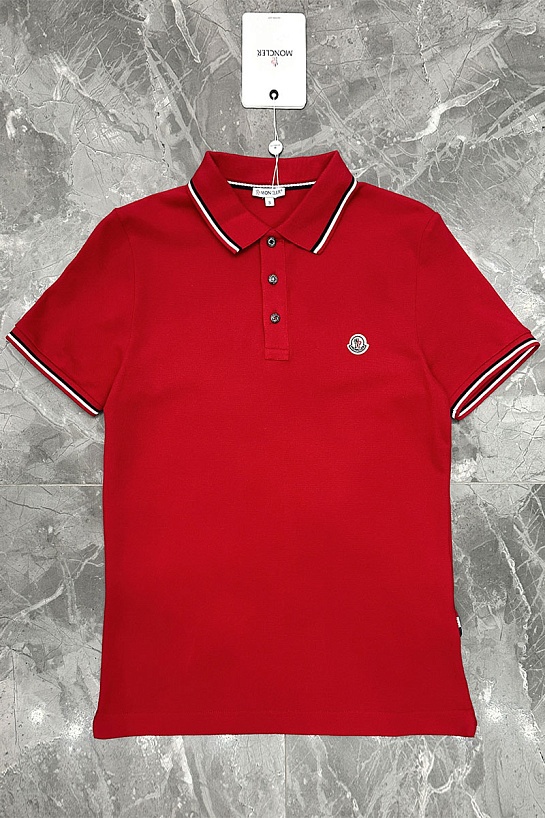 Мужское поло красного цвета Moncler logo-patch
