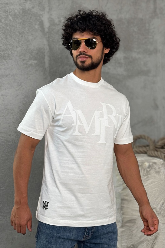 Футболка белого цвета Amiri staggered logo