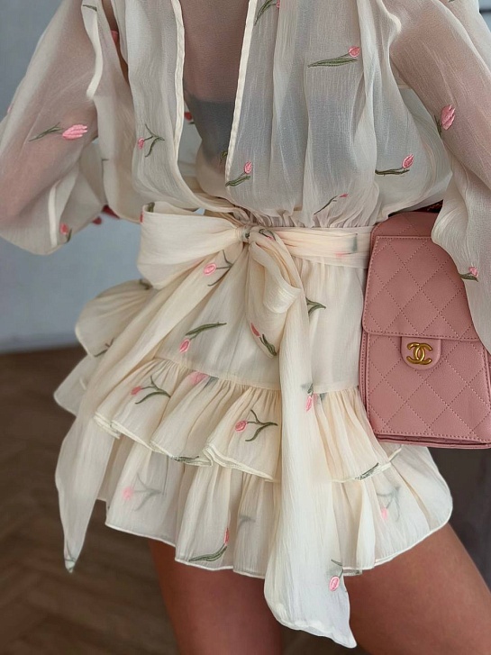 Женское укороченное платье с длинным рукавом Zimmermann premium