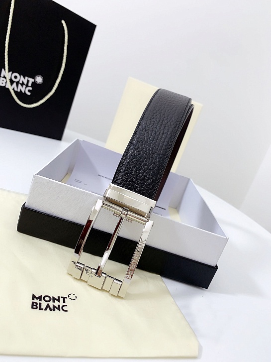 Двусторонний кожаный ремень Montblanc Premium (ширина 3.5 см)