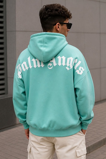 Бирюзовое оверсайз худи Palm Angels Classic logo-print   