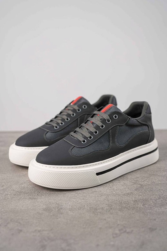 Комбинированные кроссовки Prada logo-stripe - Grey