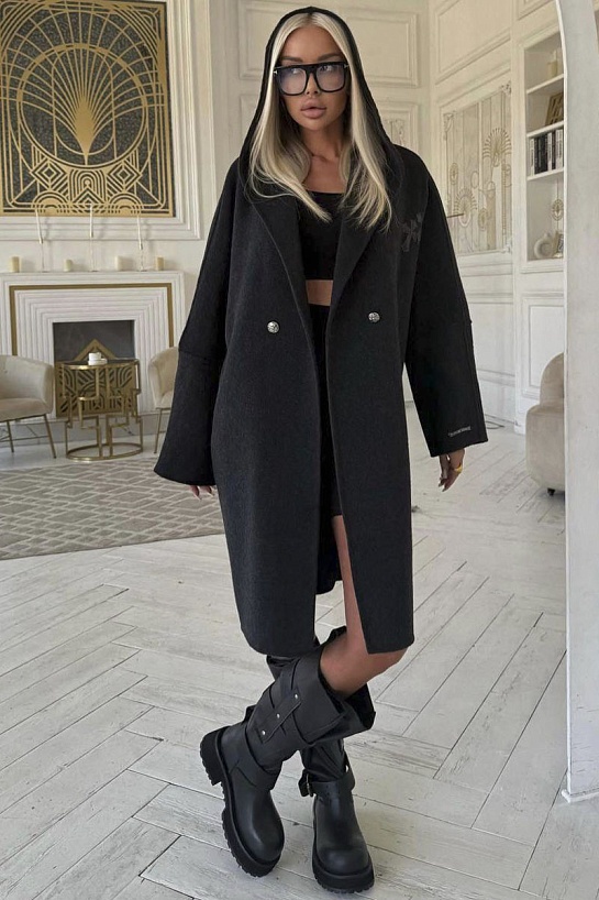 Женское пальто с капюшоном Chrome Hearts premium - Grey