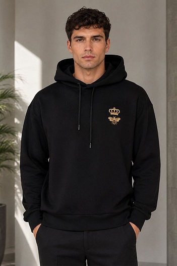 Чёрное худи Dolce & Gabbana Bee Crown embroidery   