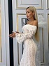 Кружевное женское платье с открытыми плечами MIU MIU
