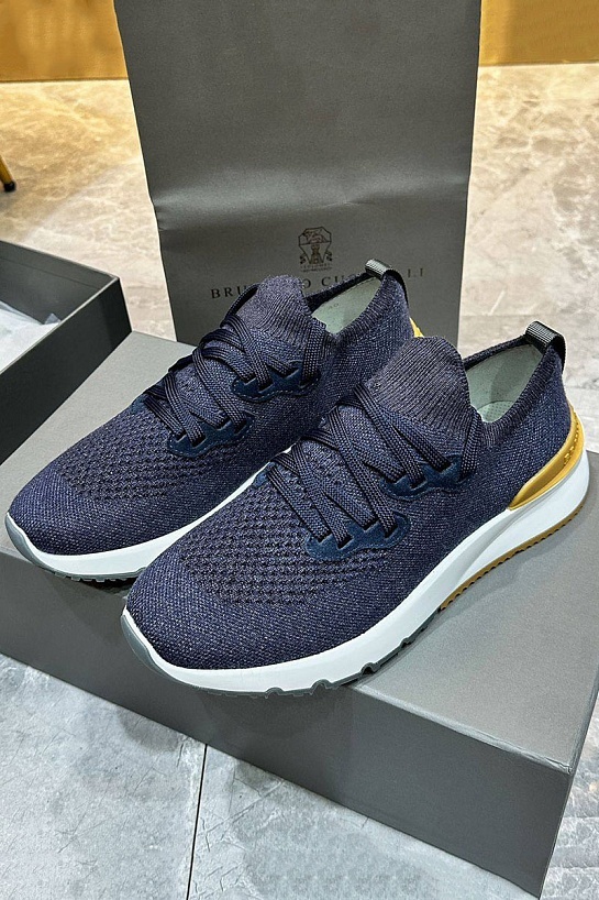 Текстильные кроссовки Brunello Cucinelli синего цвета