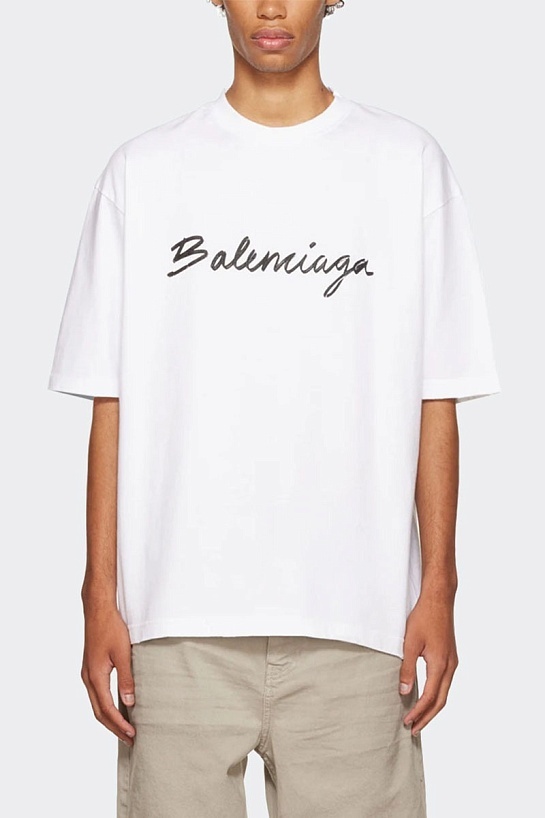 Футболка белого цвета Balenciaga script logo