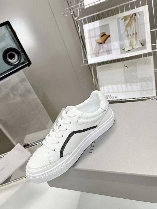 Женские замшевые кроссовки Brunello Cucinelli Premium - White