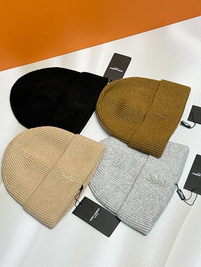 Шапка Yves Saint Laurent logo-embroidered premium - Brown   