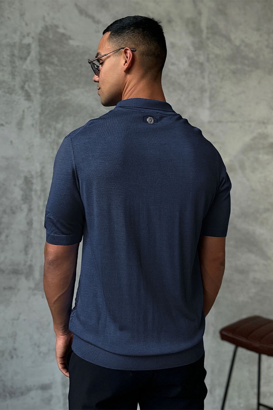 Мужское поло Stefano Ricci тёмно-синего цвета