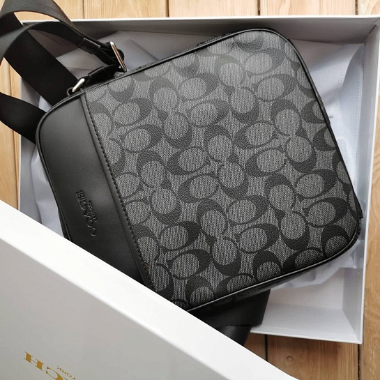 Кожаная сумка Coach monogram 25x22 см