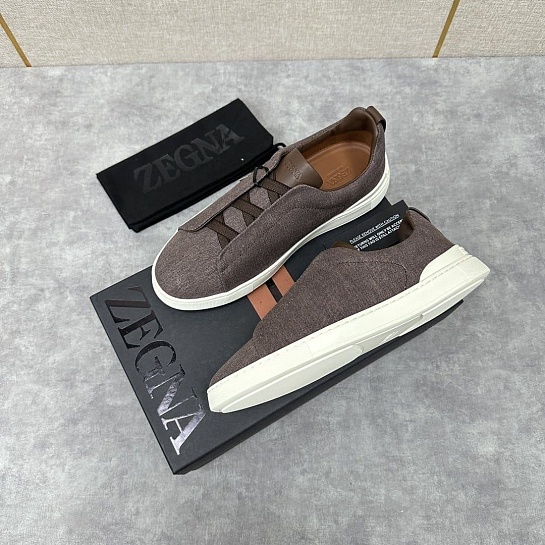 Мужские кроссовки Ermenegildo Zegna Triple Stitch Canvas - Brown