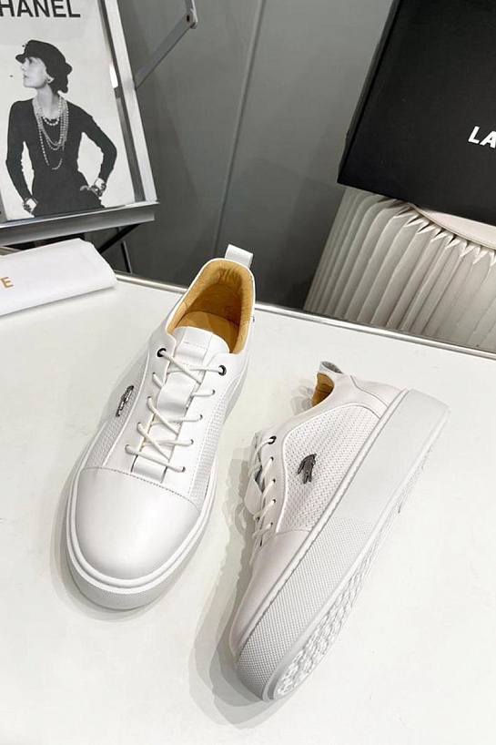 Кожаные кроссовки Lacoste logo-plaque - White