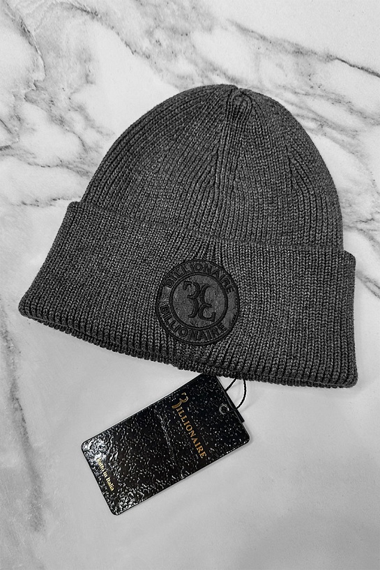 Мужская тёмно-серая шапка Billionaire logo-patch