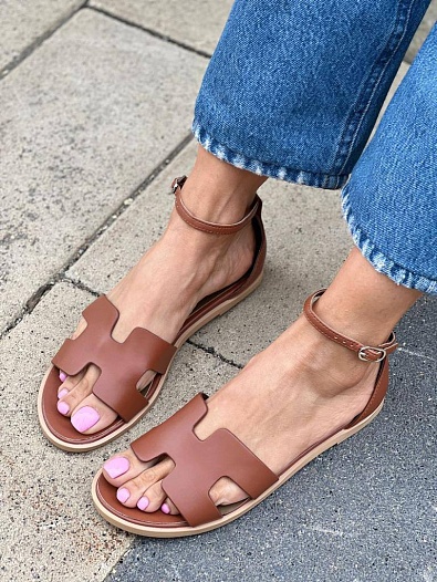 Женские сандалии Hermes Santorini - Brown   