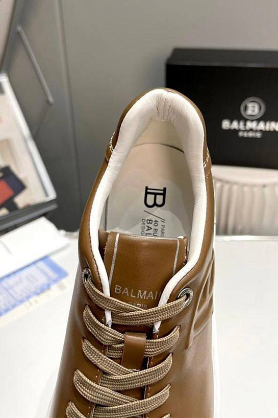Мужские кожаные кроссовки Balmain B-Court