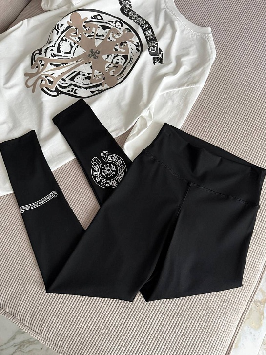 Женские черные леггинсы Chrome Hearts premium