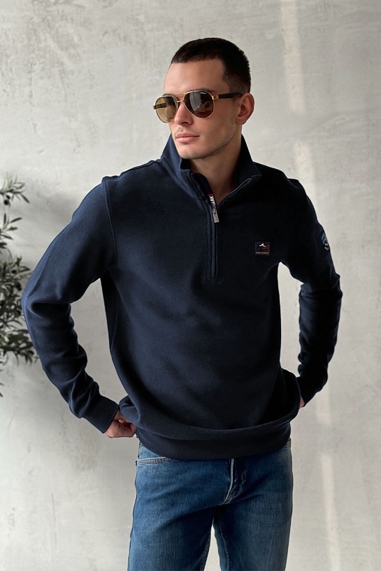 Кофта с высоким горлом Paul & Shark logo-patch - Navy