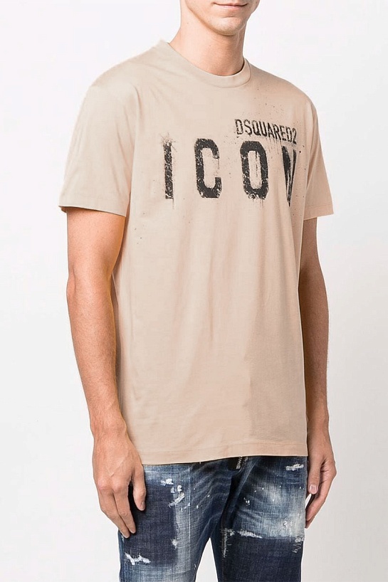 Бежевая оверсайз футболка Dsquared2