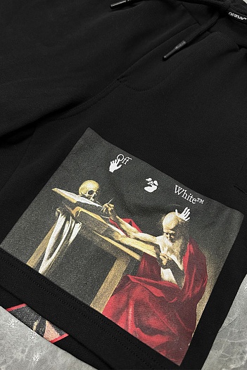 Мужские чёрные шорты Off-White Caravaggio Print   