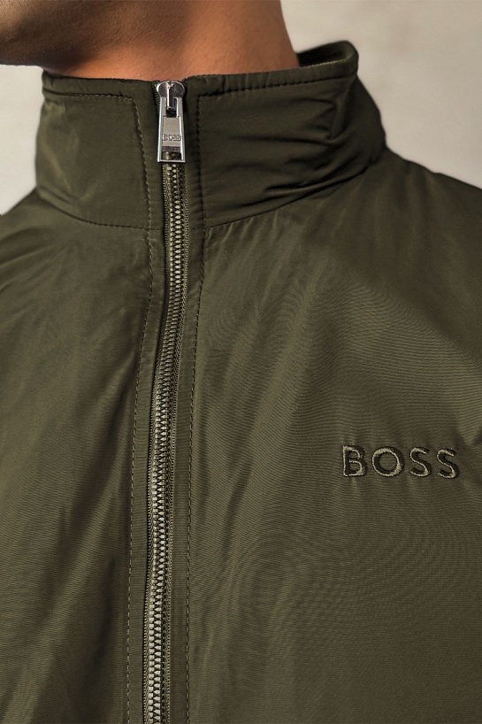 Мужская зелёная ветровка Hugo Boss logo-patch