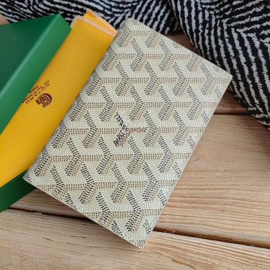 Кожаная обложка на паспорт Goyard - Beige 10х14 см   
