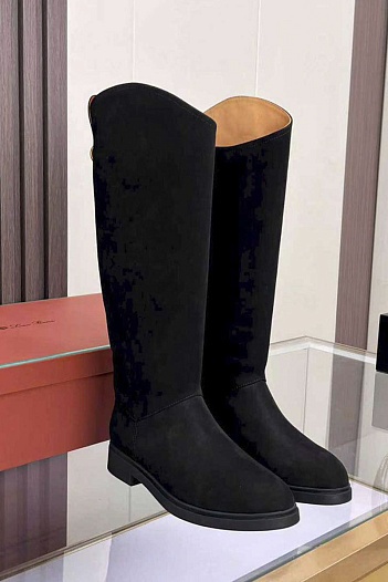 Женские замшевые сапоги Loro Piana premium - Black   